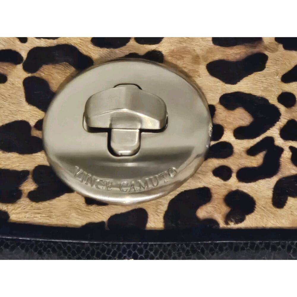 Vince Camuto Leather Animal Print Metal Handle Handbag 16x11x3 EUC - Picture 13 of 16